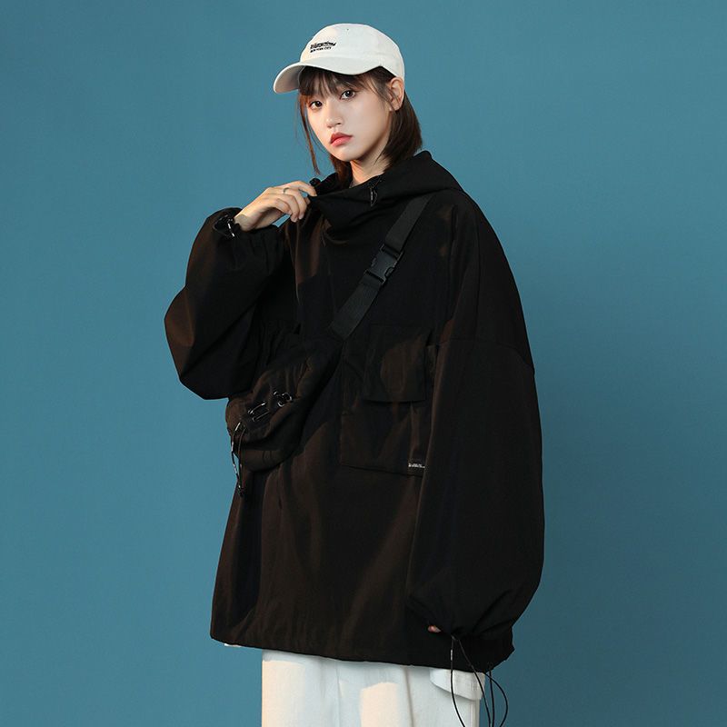 Sweater women's  new autumn clothing hooded design sense niche tooling trend hiphop fried street jacket jacket