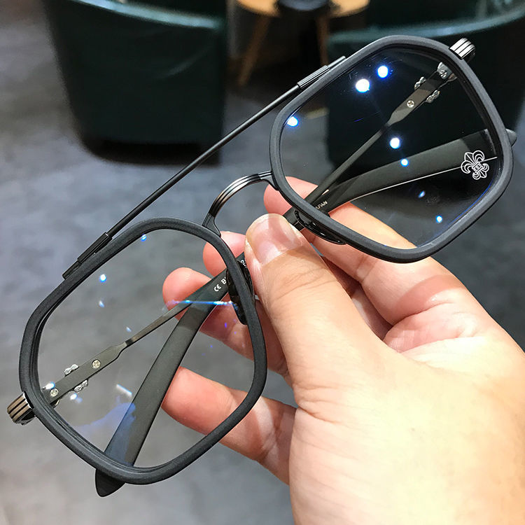 New Crow Heart glasses frame for men and women with myopia, double bridge, big face, widening, anti-blue light, plain face, personalized glasses frame for fat people