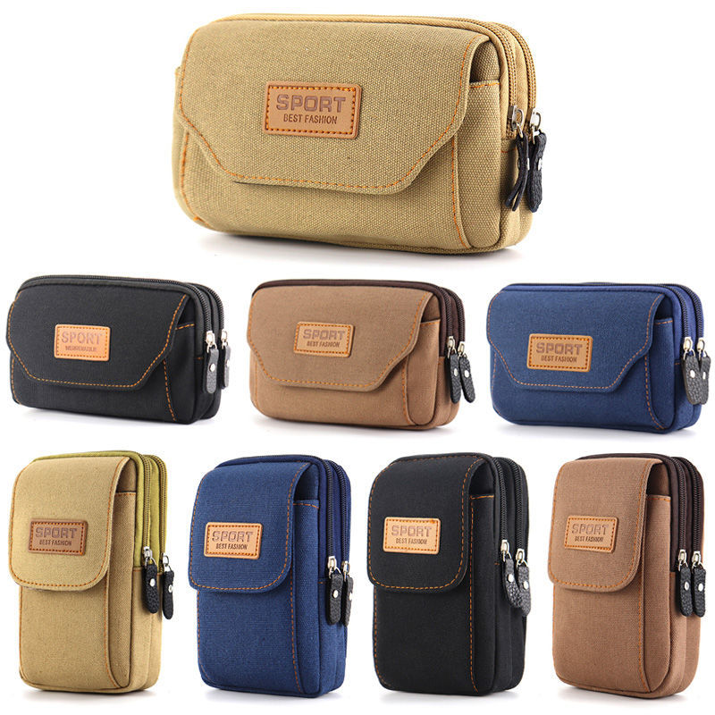 Horizontal vertical mobile phone waist bag men's belt belt mobile phone bag canvas multi-functional construction site mobile phone bag