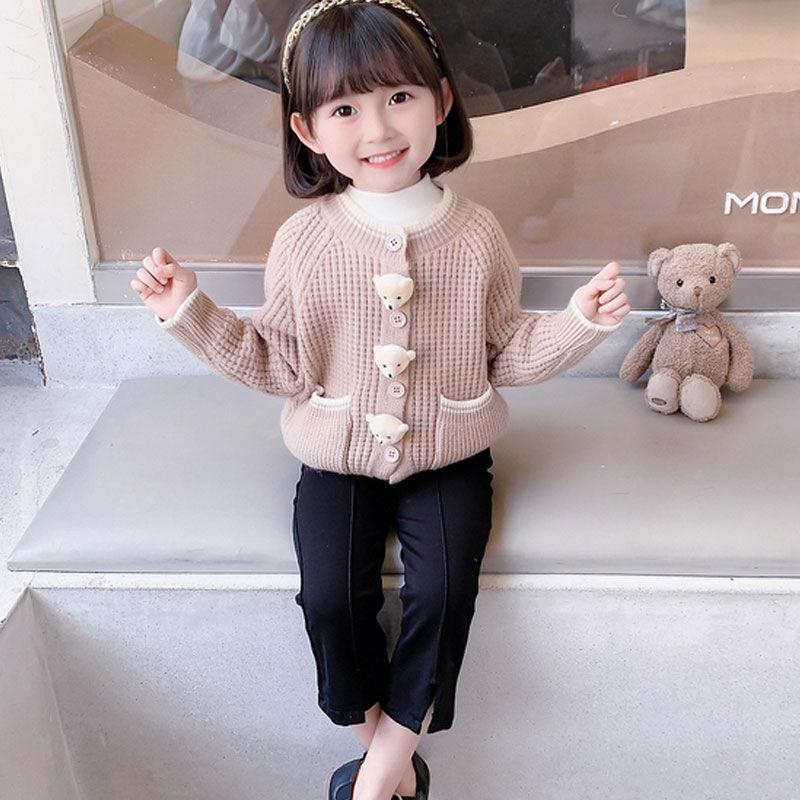 Girls' autumn clothes sweater cardigan autumn clothes 2022 new foreign style baby girl knitted top fashionable coat children's clothes