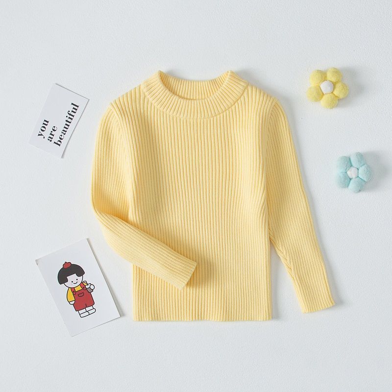 Children's sweater 2023 boys and girls round neck casual bottoming solid color pullover western style knitted top can be worn outside