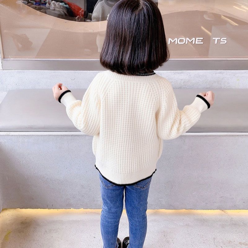 Girls' autumn clothes sweater cardigan autumn clothes 2022 new foreign style baby girl knitted top fashionable coat children's clothes