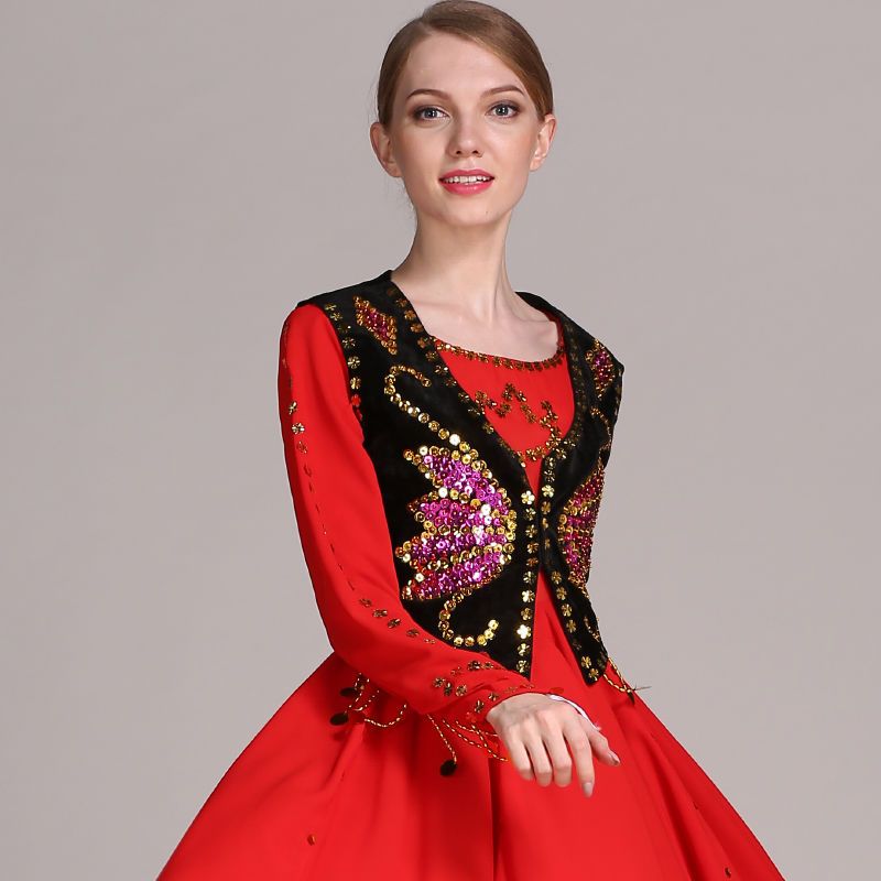 Xinjiang dance costume women's dance waistcoat vest ethnic style sequins short armor embroidery performance costume vest