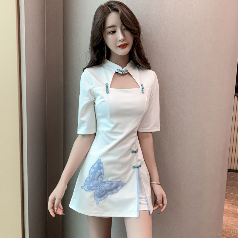 足浴足療氣質顯瘦2021新款中國風小個子旗袍兩件套職業養生女神范