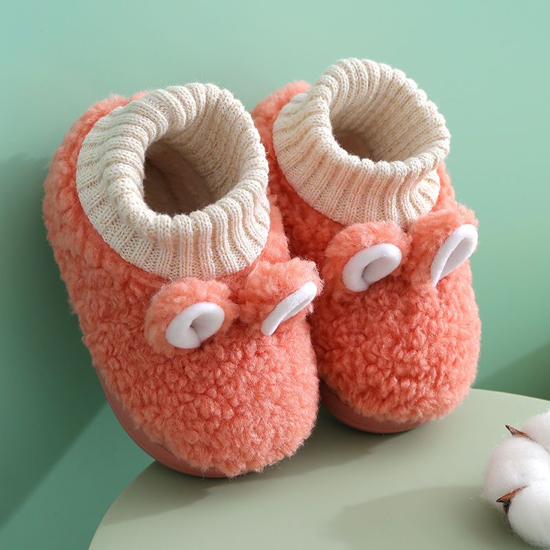 Children's cotton slippers bag with boys autumn and winter 1-3 years old 2 girls home fur shoes baby cotton shoes infants