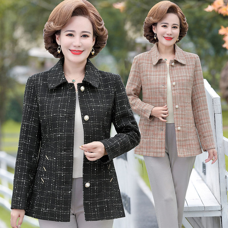 时尚妈妈春秋外套短款40岁50中年妇女小西装上衣中老年女秋装风衣