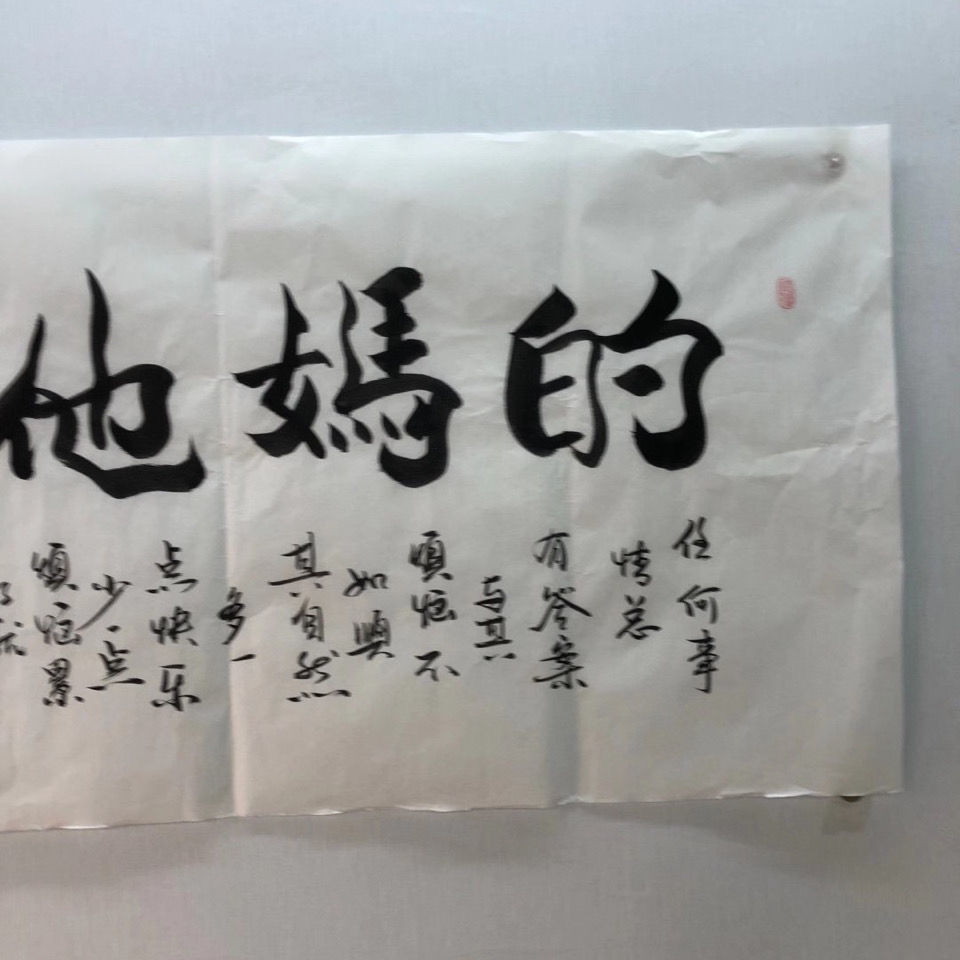 四尺整张宣纸手绘真迹书法画芯字画国画毛笔字定制订制去他妈的字