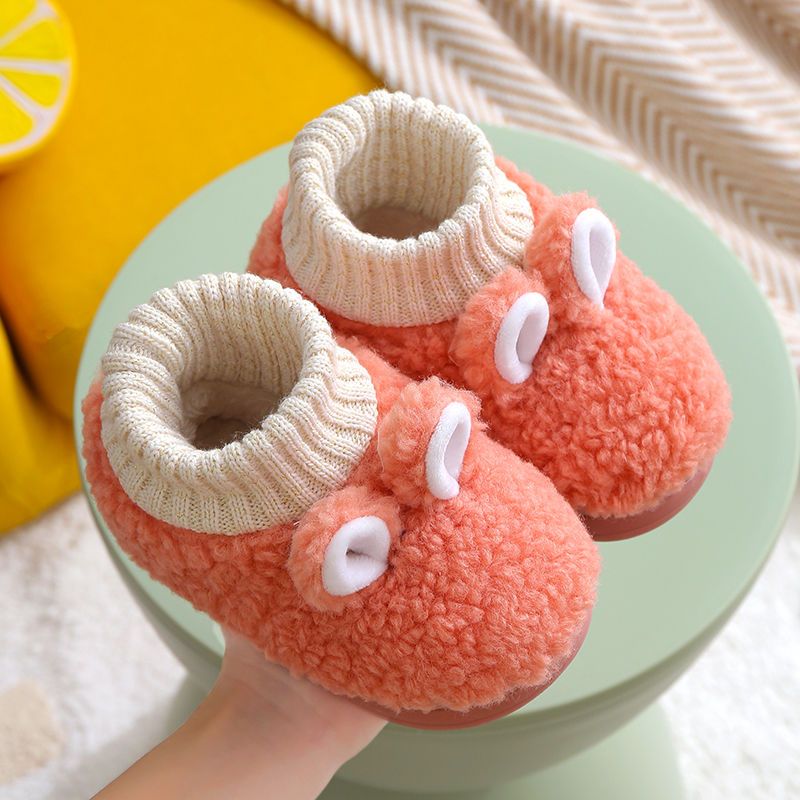 Children's cotton slippers bag with boys autumn and winter 1-3 years old 2 girls home fur shoes baby cotton shoes infants