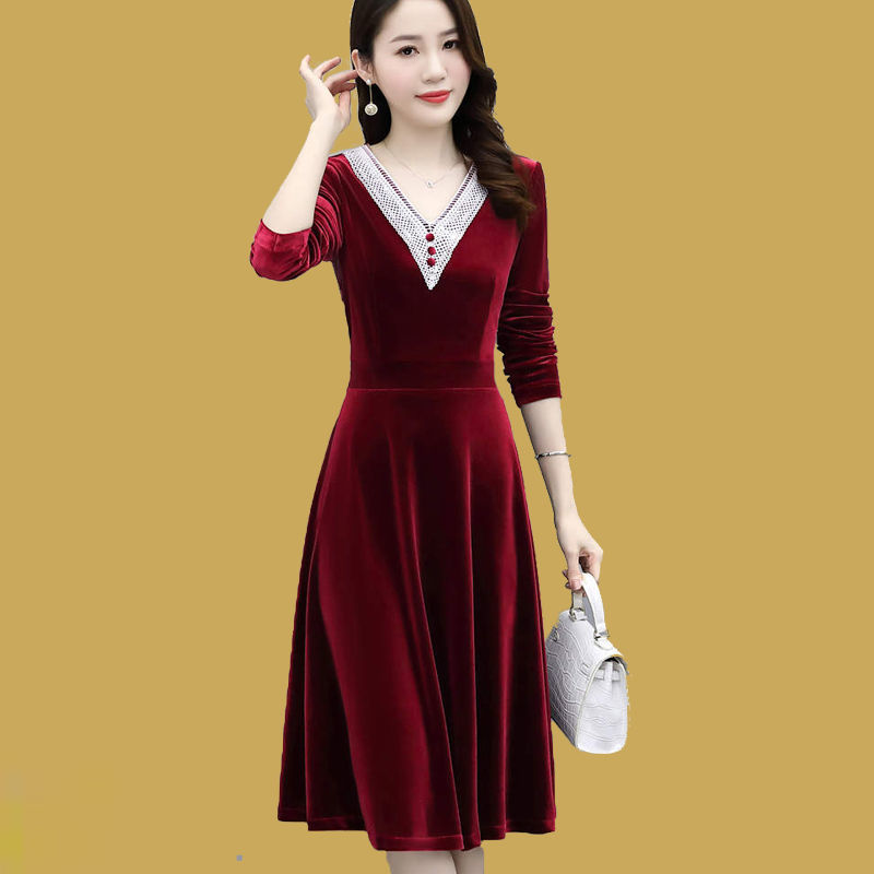 动感哥弟品牌连衣裙女秋冬高档真丝阔太太女装桑蚕丝妈妈裙子新款