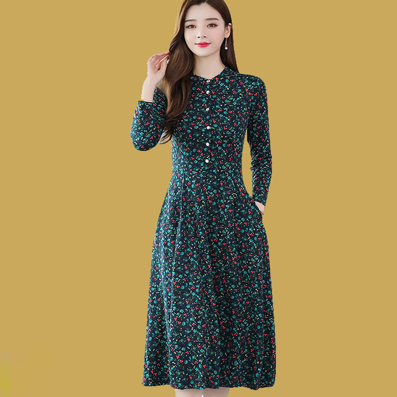 动感哥弟品牌连衣裙女秋冬高档真丝阔太太女装桑蚕丝妈妈裙子新款