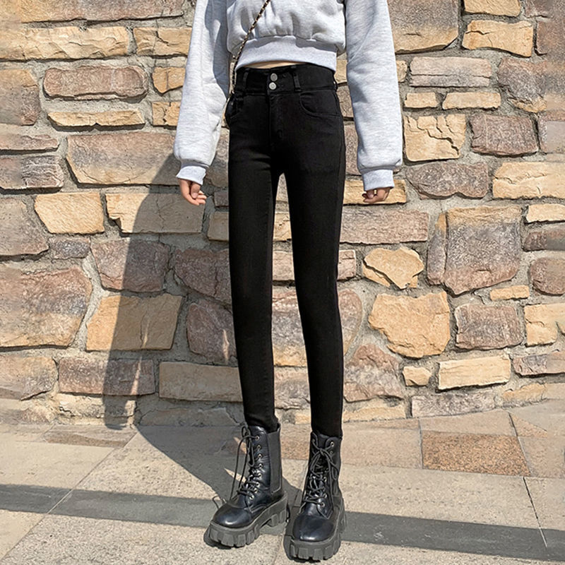 高腰小脚牛仔裤女秋装2021年秋季新款韩版修身显瘦弹力紧身铅笔裤