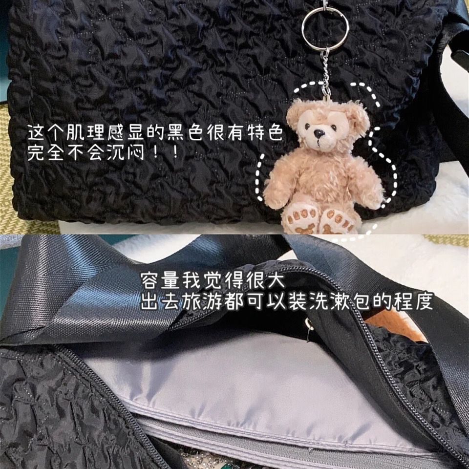 Original pleated large bag women's wide shoulder strap functional style messenger bag underarm bag large capacity ins Korean version 2021 new