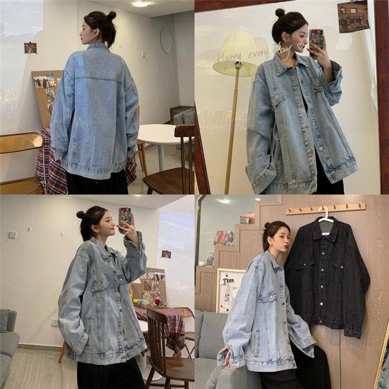2022 spring and autumn denim jacket women's large size fat mm 200 catties Korean version loose jacket Hong Kong flavor casual top jacket