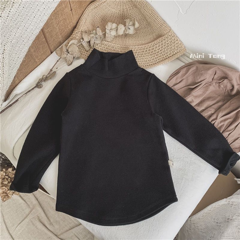 Classic bi entry~ autumn and winter all-match children's half-high collar brushed bottoming shirt male and female baby warm elastic long-sleeved T-shirt