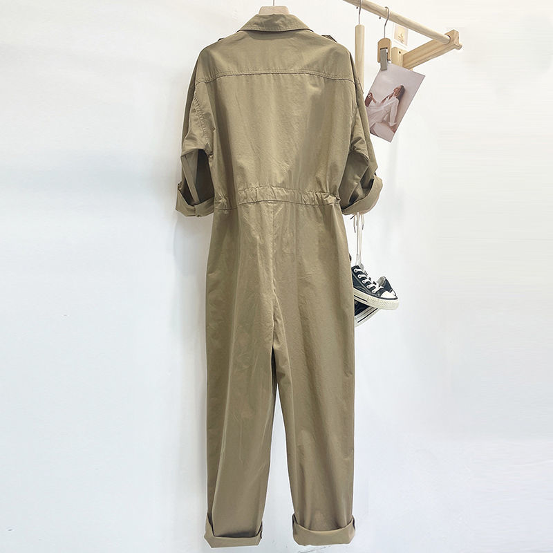  autumn new design sense niche fashion loose casual age-reducing wide-leg tooling jumpsuit two-piece trendy
