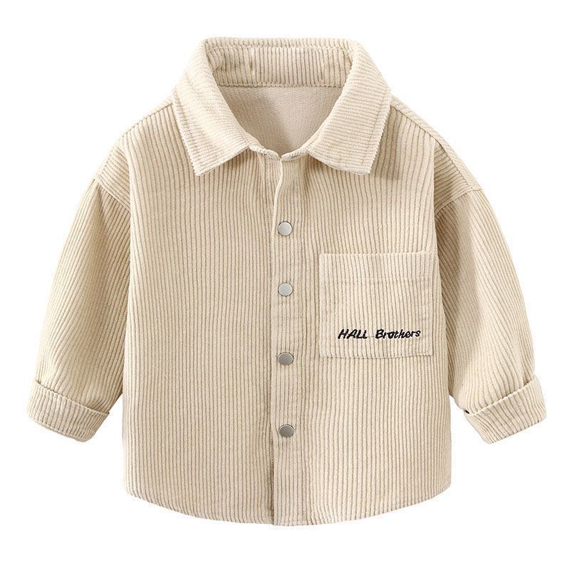 Boys' corduroy shirt coat foreign style baby long-sleeved shirt children's spring and autumn thin coat children's top trend