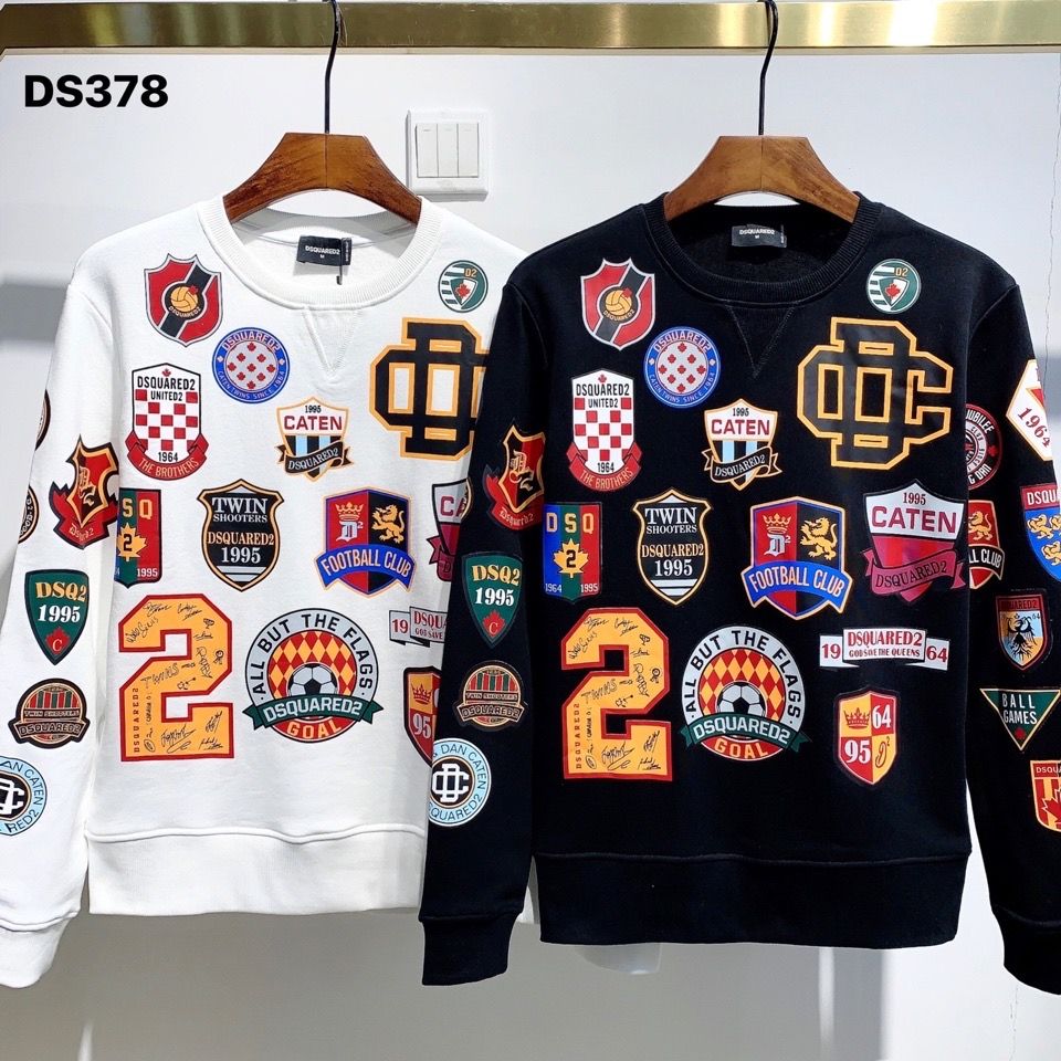 dsq2秋冬新款男士休闲纯棉潮牌印花套头卫衣