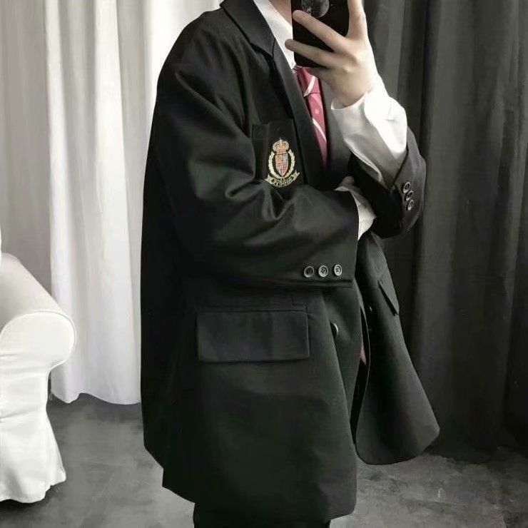 [Three-piece set] dk uniform small suit men's suit Korean version of casual college style ruffian handsome autumn student jk suit