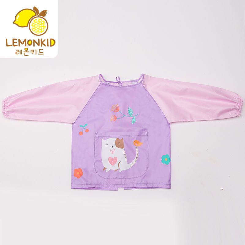88739-LEMONKID儿童吃饭衣环保罩衣防水围兜儿童画画衣反穿衣夏季动物款-详情图