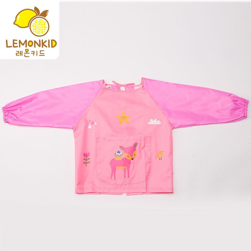 88739-LEMONKID儿童吃饭衣环保罩衣防水围兜儿童画画衣反穿衣夏季动物款-详情图