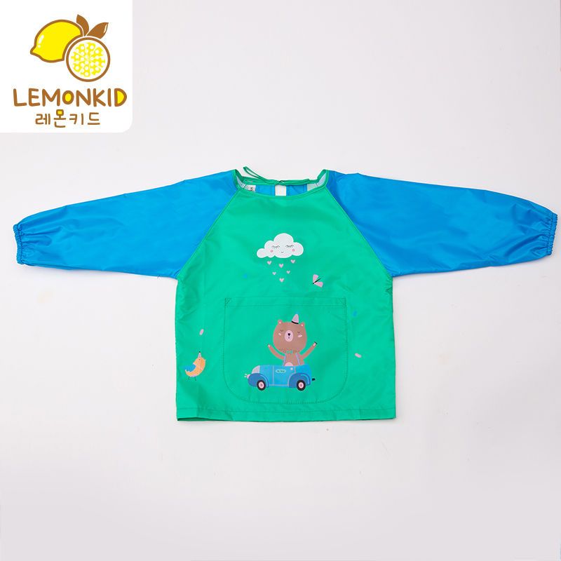 88739-LEMONKID儿童吃饭衣环保罩衣防水围兜儿童画画衣反穿衣夏季动物款-详情图