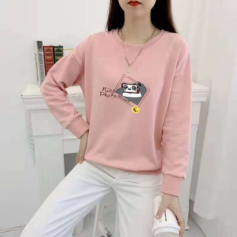 加絨加厚圓領衛衣女無帽潮ins春秋冬季韓版學生寬鬆長袖上衣外套