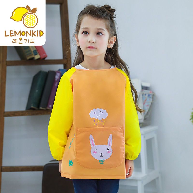 88739-LEMONKID儿童吃饭衣环保罩衣防水围兜儿童画画衣反穿衣夏季动物款-详情图