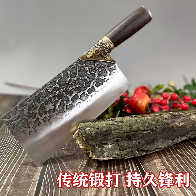 龙泉龙头菜刀斩骨头切片刀砍切菜刀超快锋利不锈钢锻打厨师菜刀