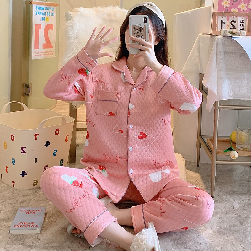 106045-空气棉月子服春秋冬季产后哺乳孕妇睡衣女喂奶衣加厚保暖产妇套装-详情图