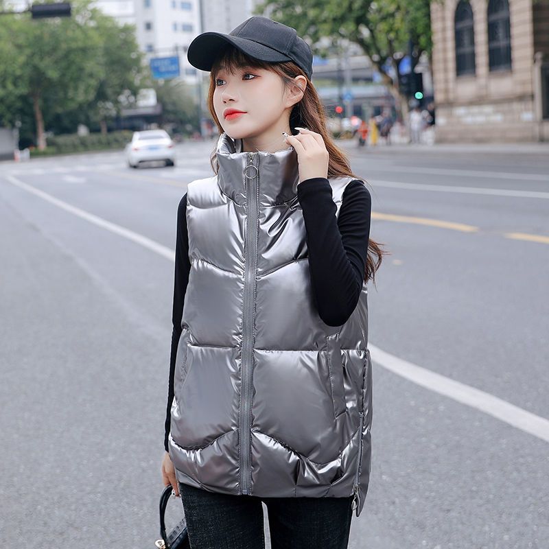  autumn and winter short down cotton stand collar Korean version all-match large size vest women's outerwear loose slim waistcoat