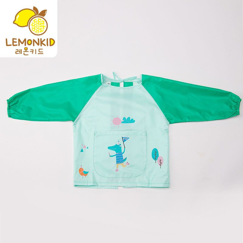 88739-LEMONKID儿童吃饭衣环保罩衣防水围兜儿童画画衣反穿衣夏季动物款-详情图