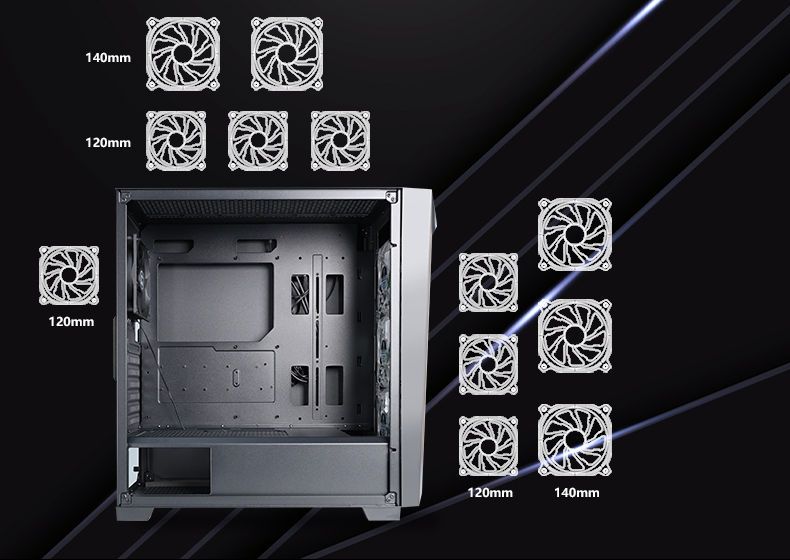 美商艾湃電競(Apexgaming)獵刃300 EATX主板顯卡豎裝鋼玻側透機箱