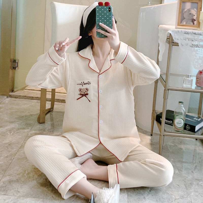106045-空气棉月子服春秋冬季产后哺乳孕妇睡衣女喂奶衣加厚保暖产妇套装-详情图