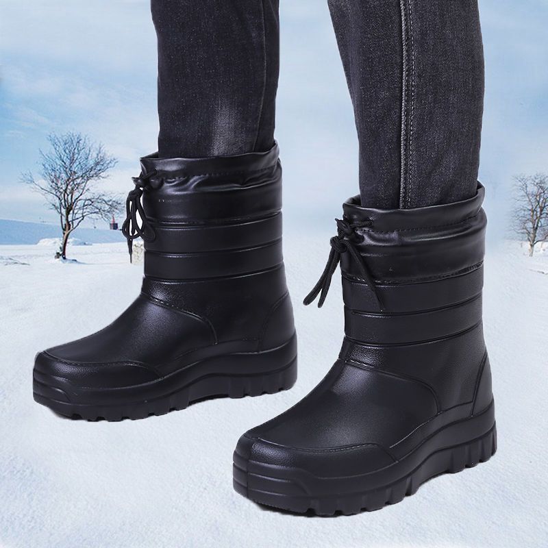 Snow boots men's and women's high-top rain boots rain boots cotton boots EVA winter plus velvet thickened warm waterproof non-slip cold storage