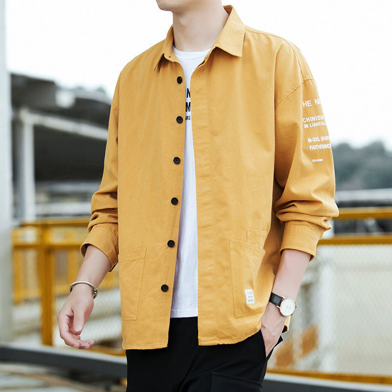 夏季男士纯色七分袖衬衫韩版潮流男生宽松大码短袖衬衣打底衫