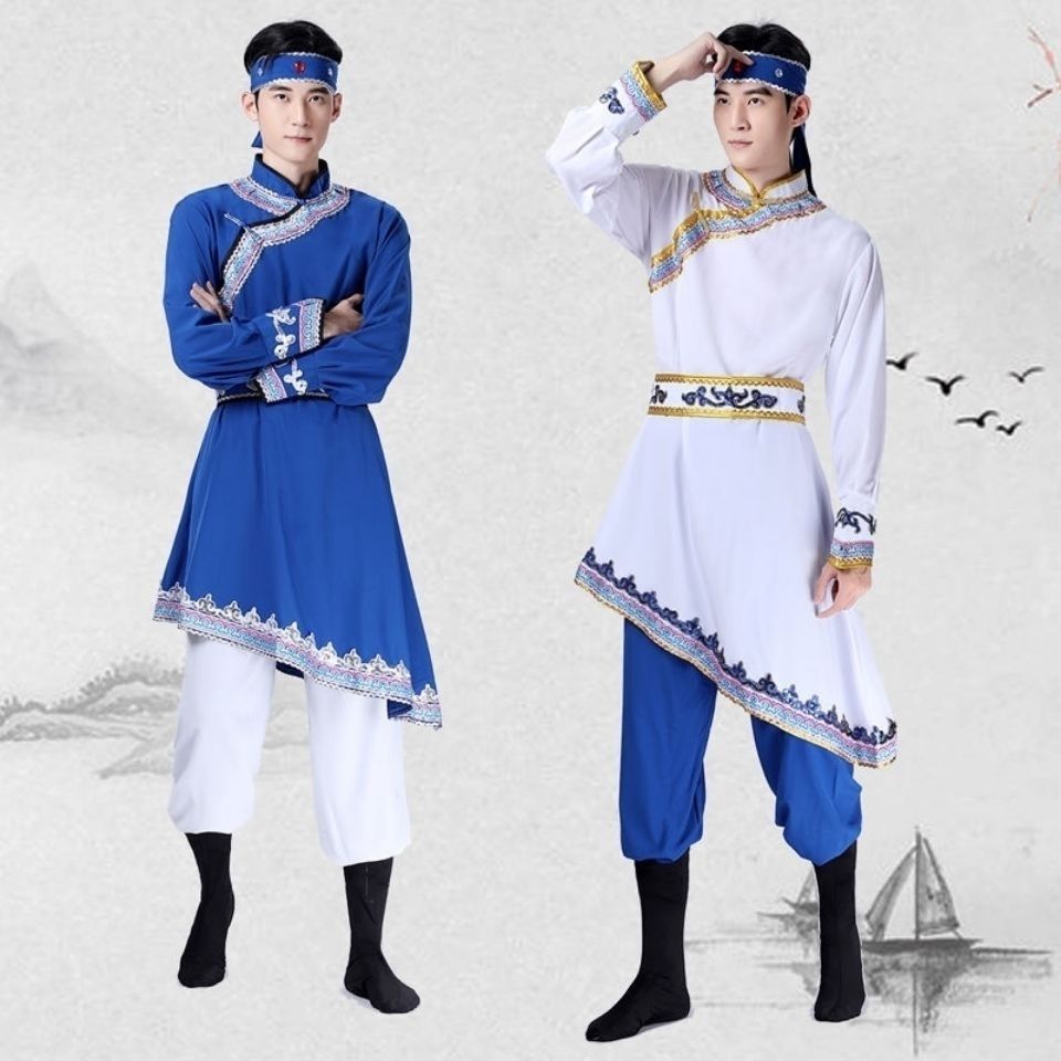 蒙古族服装男士蒙古舞蹈演出服少数民族舞蹈服饰摔跤筷子舞表演服