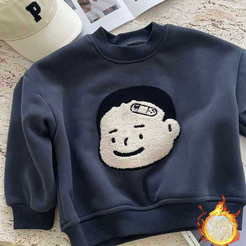 Children's long-sleeved sweater autumn and winter new Korean children's clothing children's cartoon towel embroidered pullover clothes