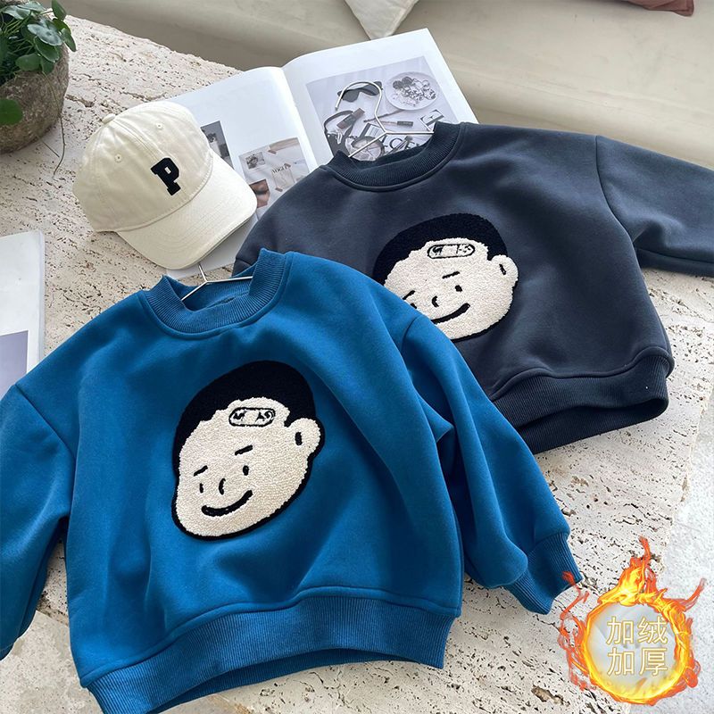 Children's long-sleeved sweater autumn and winter new Korean children's clothing children's cartoon towel embroidered pullover clothes