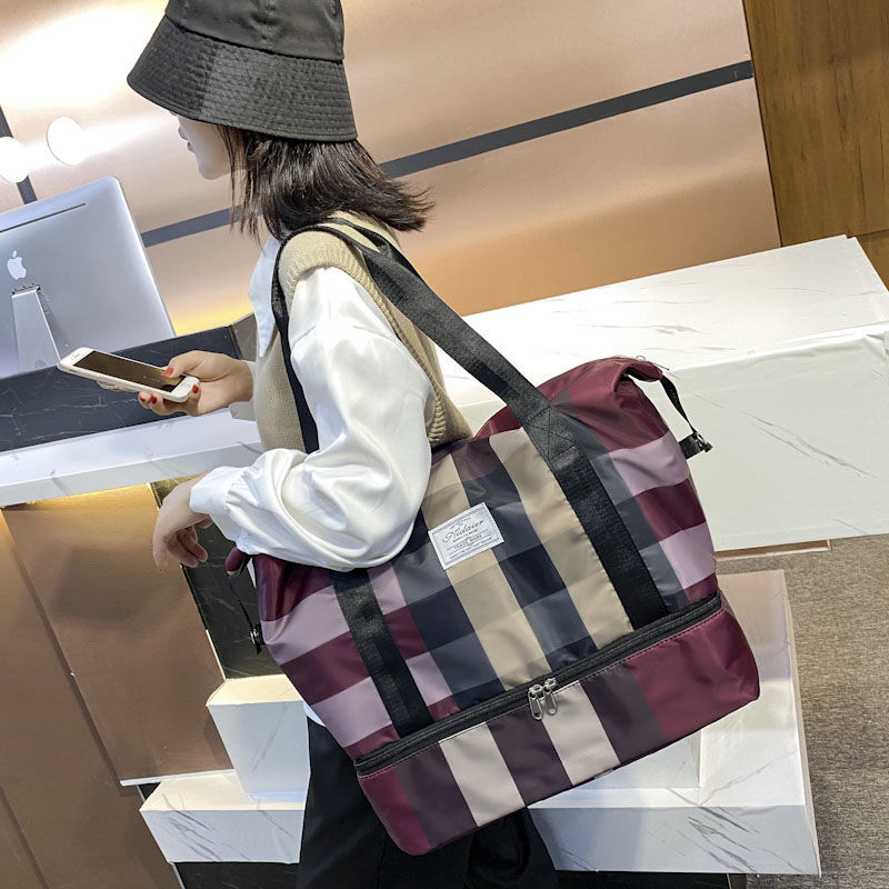 米芝妮大容量女士手提旅行包健身包出差行李包穿拉杆包轻便收纳包