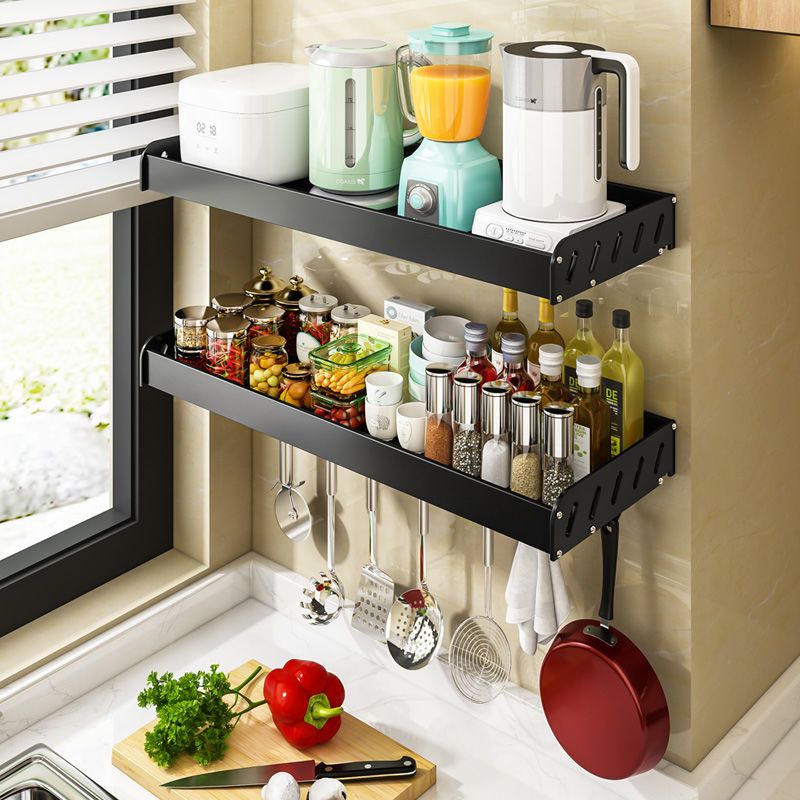 Kitchen hole free storage rack widened thick oil, salt, soy sauce and vinegar bottle seasoning wall mounted enlarged and lengthened
