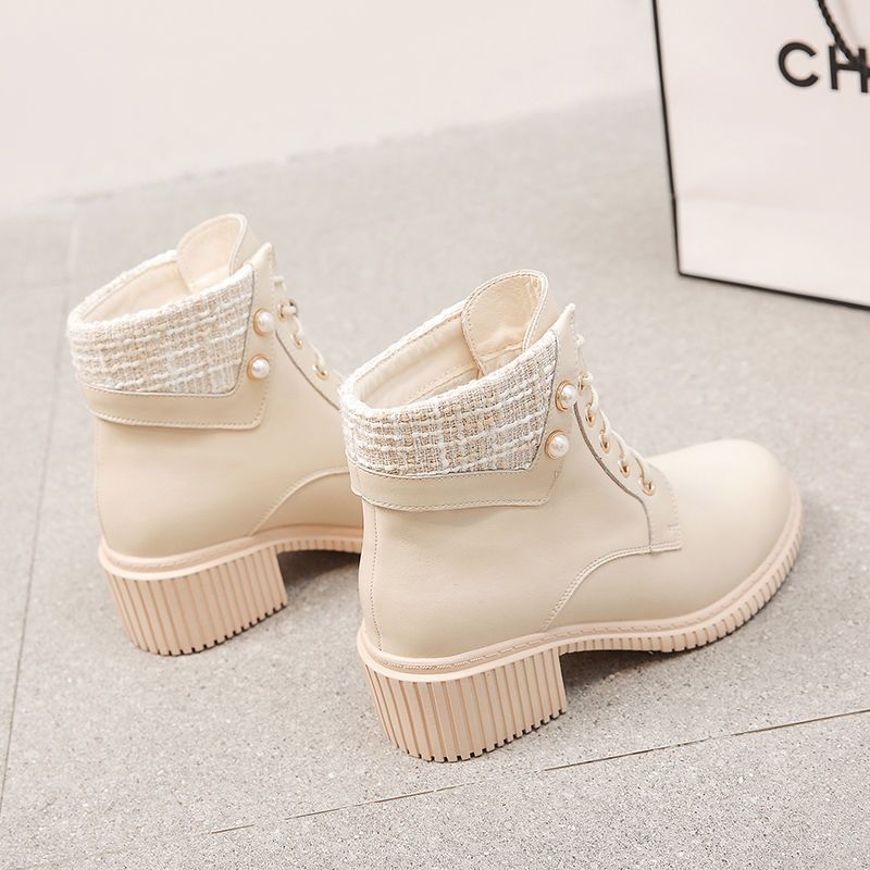 Small fragrant style short boots women's  autumn and winter new Korean version of high-heeled women's boots all-match foreign style Martin boots thick heel single boots