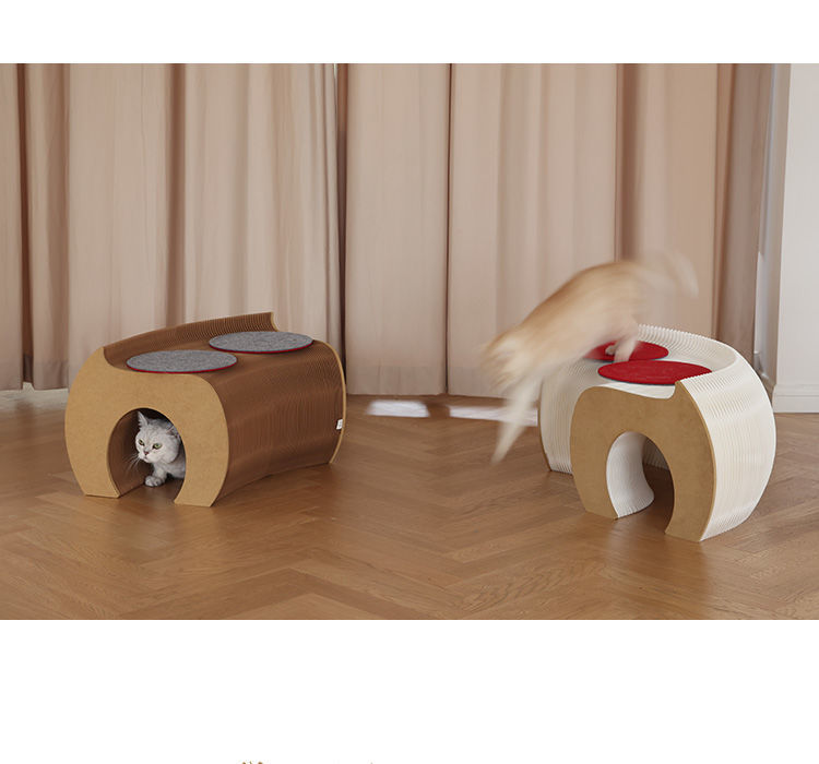 十八紙折疊貓隧道凳寵物貓咪通道玩具創意換鞋牛皮紙茶幾凳沙發凳【規格不同 價格不同】