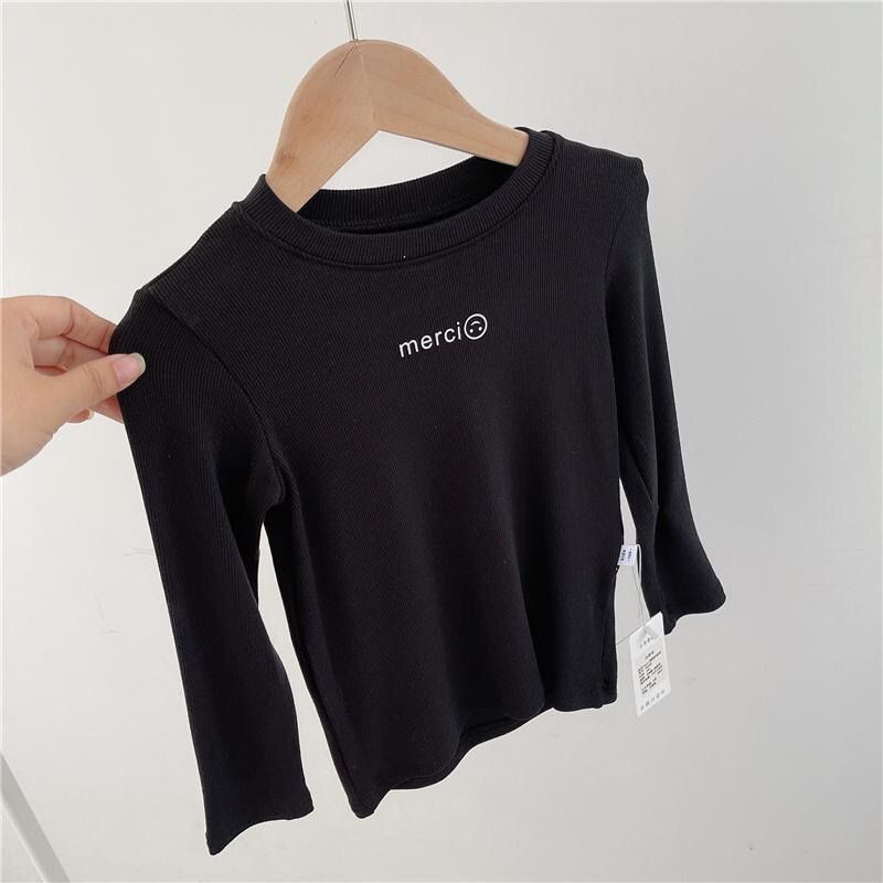 Children's clothing new products girls simple facial mask T pure cotton bottoming shirt round neck autumn long-sleeved versatile T-shirt  inner wear