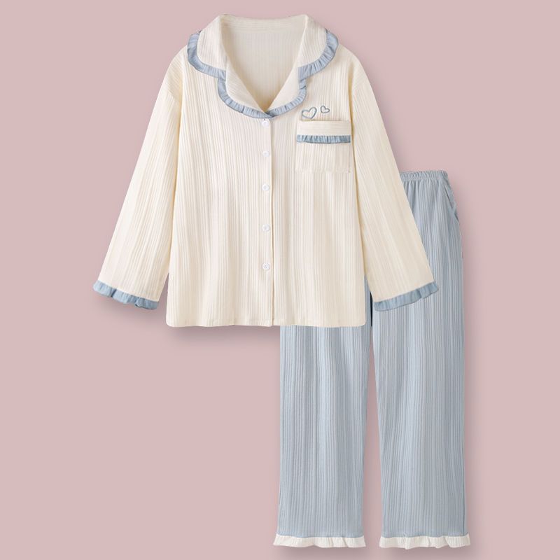Pajamas women's spring and autumn pure cotton long-sleeved student ins dormitory home service suit autumn 2022 new