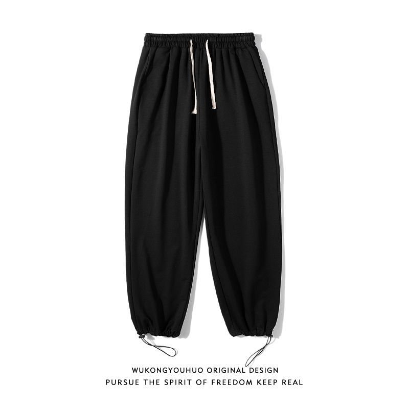 Summer drawstring trousers men's trendy brand loose large size casual all-match sports pants women's spring and autumn long trousers men