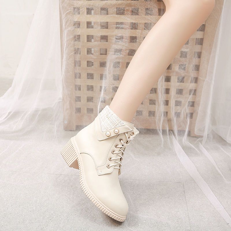 Small fragrant style short boots women's  autumn and winter new Korean version of high-heeled women's boots all-match foreign style Martin boots thick heel single boots