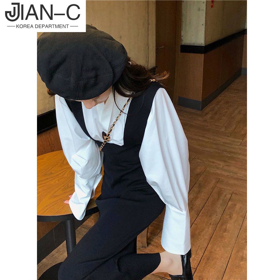 French suspender skirt two-piece suit women's autumn new skirt foreign style small man age-reducing French goddess fan suit