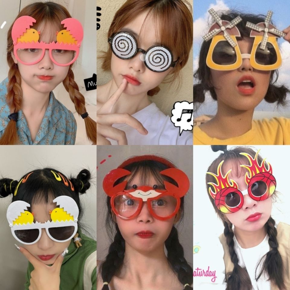Birthday funny decoration glasses gift vibrato funny toys selfie props party party graduation photo sunglasses