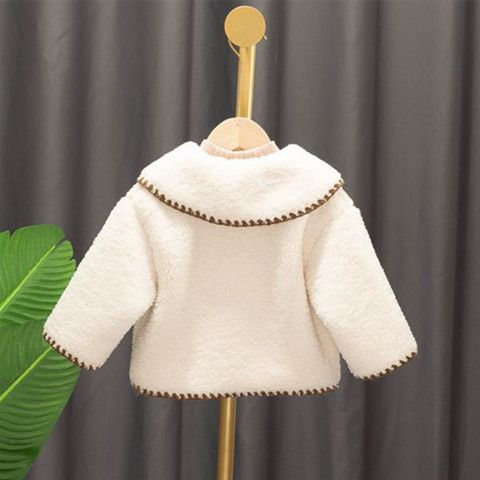 2021 new girl's coat autumn and winter foreign style baby girl winter clothes lamb wool baby children's clothes jacket fur one