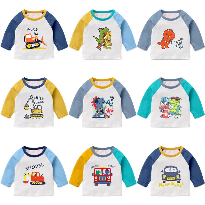Children's long-sleeved T-shirt pure cotton autumn boys baby small and medium-sized girls' clothes cartoon top clothes spring and autumn clothes bottoming shirt t